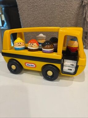 Vintage Little Tikes Yellow School Bus Toy with Removable Figures